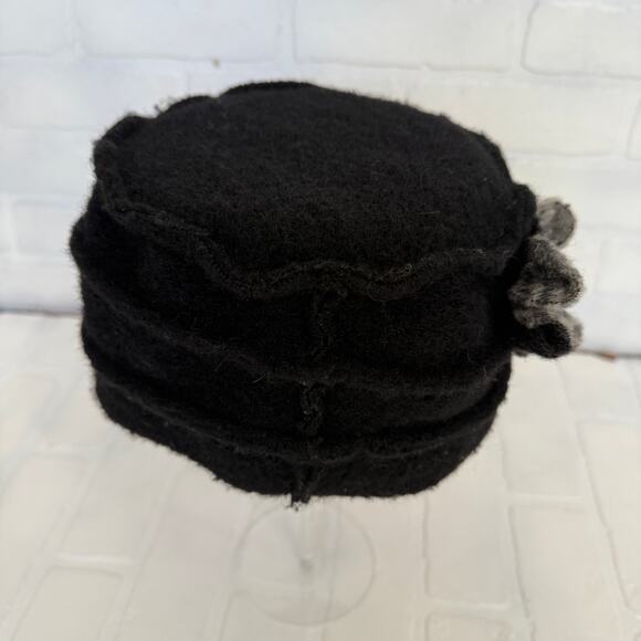 Lafenice Vintage Handmade Felted Wool Hat Black Floral Made in Italy OS - Picture 4 of 7